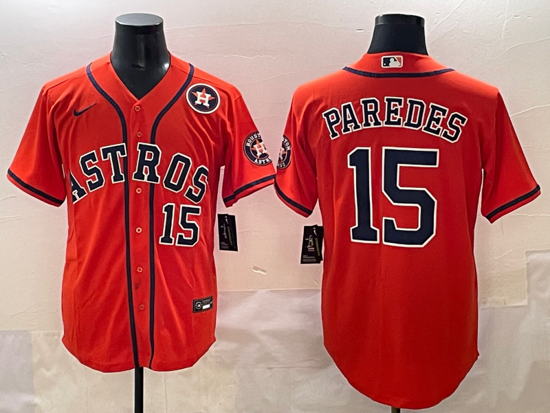 Men Houston Astros 15 Paredes Orange 2025 MLB nike jersey style 8